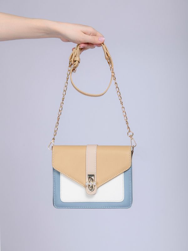 Three-color bag with a long strap