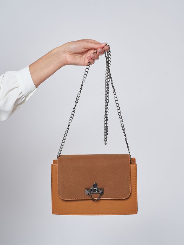 Coffee-colored bag on a long chain