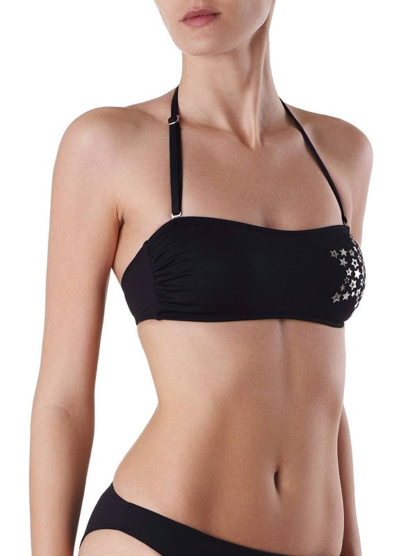 Women's swimming bra CONTE SILVER STAR Bandeau top with metallic print