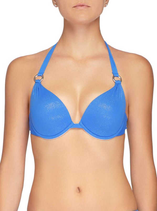 Women's swimming bra CONTE PAOLA Bikini with triangular padded cups with shimmering blue